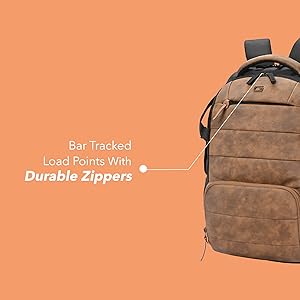 Bar tacked load points with durable zippers